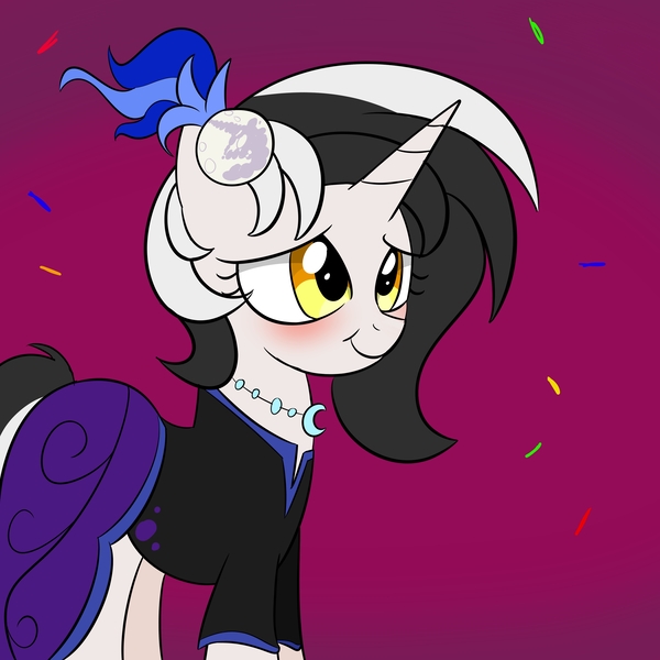 Size: 3000x3000 | Tagged: safe, artist:bestponies, derpibooru import, oc, oc:diamond horseshoe, pony, unicorn, blushing, clothes, dress, horn, image, jewelry, jpeg, necklace, smiling, unicorn oc