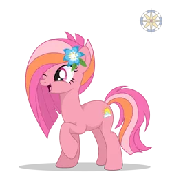 Size: 3500x3500 | Tagged: safe, artist:r4hucksake, derpibooru import, oc, oc:meadow sunrise, earth pony, pony, female, flower, flower in hair, image, mare, one eye closed, png, simple background, solo, transparent background, wink