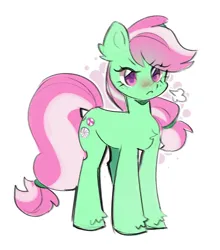 Size: 1280x1453 | Tagged: safe, artist:pledus, derpibooru import, minty, earth pony, pony, g3, :<, angry, blushing, breath, chest fluff, cute, female, frown, image, jpeg, madorable, mare, pouting, solo