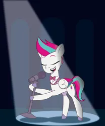 Size: 1500x1800 | Tagged: safe, artist:prixy05, derpibooru import, zipp storm, pegasus, pony, g5, my little pony: tell your tale, bowtie, eyes closed, female, image, mare, microphone, microphone stand, png, singing, solo, spotlight