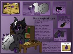 Size: 2000x1500 | Tagged: source needed, safe, artist:aryn, derpibooru import, oc, oc:dusk nightshroud, image, png, reference sheet