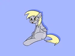 Size: 1600x1200 | Tagged: safe, artist:pertdegert, derpibooru import, derpy hooves, pegasus, pony, :p, image, png, simple background, sitting, smiling, solo, tongue out