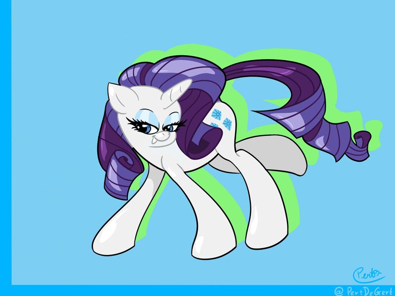 Size: 1600x1200 | Tagged: safe, artist:pertdegert, derpibooru import, rarity, pony, unicorn, image, jpeg, open mouth, simple background, smiling, solo