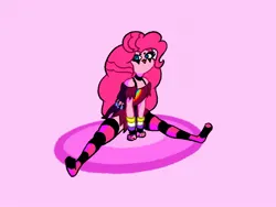 Size: 1600x1200 | Tagged: safe, artist:pertdegert, derpibooru import, pinkie pie, human, equestria girls, :p, clothes, gay pride flag, image, jpeg, nonbinary pride flag, pride, pride flag, simple background, sit, sitting, smiling, solo, tongue out