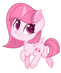 Size: 878x1042 | Tagged: safe, artist:flapsy-puff, artist:tanahgrogot, derpibooru import, oc, oc:annisa trihapsari, alicorn, earth pony, pony, annibutt, butt, chibi, earth pony oc, female, heart, heart eyes, image, looking at you, looking back, looking back at you, magic, mare, plot, png, simple background, smiling, smiling at you, solo, transparent background, wingding eyes