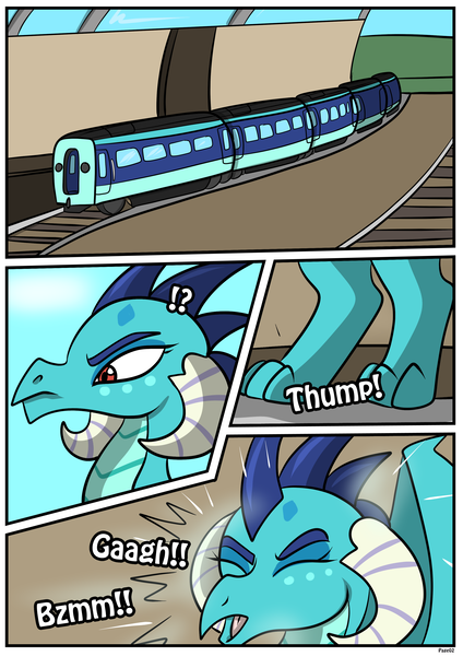 Size: 2480x3507 | Tagged: safe, artist:rex-equinox, derpibooru import, part of a set, princess ember, dragon, coach, commission, dragon lord ember, image, inanimate tf, png, tracks, train, transformation, transformation sequence