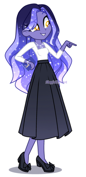 Size: 1096x2262 | Tagged: safe, artist:skyfallfrost, derpibooru import, oc, oc:midnight dreamstar, unofficial characters only, equestria girls, clothes, female, image, png, shirt, simple background, skirt, solo, transparent background