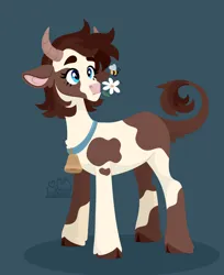 Size: 1600x1960 | Tagged: safe, artist:kabuvee, derpibooru import, bee, cow, insect, flower, image, jpeg, mouth hold, simple background, solo