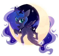 Size: 4000x3760 | Tagged: safe, artist:belka-sempai, derpibooru import, princess luna, alicorn, pony, crescent moon, cute, female, image, looking at you, mare, moon, png, redraw, solo, stars, tangible heavenly object