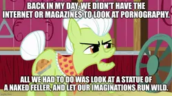 Size: 888x499 | Tagged: suggestive, derpibooru import, edit, edited screencap, screencap, granny smith, where the apple lies, back in my day, caption, image, image macro, jpeg, text