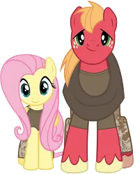 Size: 3328x4287 | Tagged: safe, anonymous artist, artist:edy_january, derpibooru import, edit, vector edit, big macintosh, fluttershy, earth pony, pegasus, pony, beloved, boyfriend and girlfriend, clothes, duo, female, fluttermac, free to use, image, looking at you, male, marine, marines, military, military pants, military uniform, png, shipping, shirt, simple background, soldier, soldier pony, soldiers, straight, tanktop, transparent background, uniform, vector, vector used