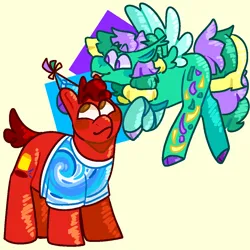 Size: 1080x1080 | Tagged: safe, artist:spaceoreosxoxo, derpibooru import, oc, oc:paper fiesta, unofficial characters only, earth pony, pegasus, pony, birthday, clothes, earth pony oc, hat, image, party hat, pegasus oc, png, shirt, wings