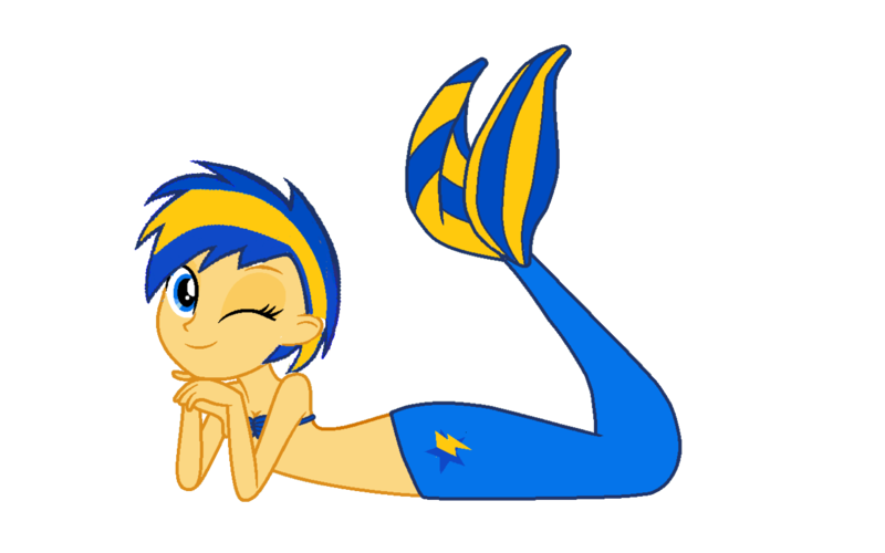 Size: 1316x822 | Tagged: safe, artist:mlpfan3991, derpibooru import, oc, oc:flare spark, unofficial characters only, mermaid, equestria girls, female, image, looking at you, one eye closed, png, simple background, solo, transparent background, wink, winking at you