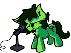 Size: 1408x1055 | Tagged: safe, artist:foxtrnal, derpibooru import, oc, oc:anonfilly, earth pony, pony, animated, digital art, female, filly, friday night funkin', gif, image, microphone, microphone stand, simple background, standing, white background