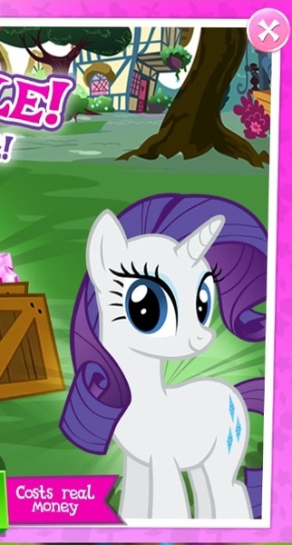 Size: 373x694 | Tagged: safe, derpibooru import, rarity, pony, unicorn, costs real money, cropped, female, gameloft, image, jpeg, looking at you, mare, meme, smiling, smiling at you, solo, wow! glimmer
