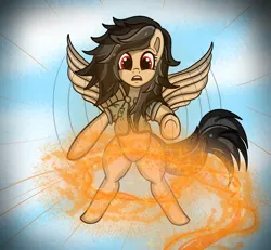 Size: 930x859 | Tagged: semi-grimdark, artist:undisputed, derpibooru import, oc, oc:dahlia do, unofficial characters only, pegasus, pony, female, gasping, image, jpeg, lasso, magic, mare, pegasus oc, rope, wings