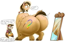 Size: 2560x1440 | Tagged: suggestive, artist:tracerpainter, derpibooru import, oc, oc:alex the chubby pony, butt, fusion, huge butt, image, impossibly large butt, large butt, male, mirror, plot, png, simple background, the ass was fat, transparent background