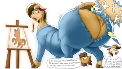 Size: 2560x1440 | Tagged: suggestive, artist:tracerpainter, derpibooru import, oc, butt, fusion, huge butt, image, impossibly large butt, large butt, male, plot, png, simple background, the ass was fat, transparent background, wardrobe malfunction