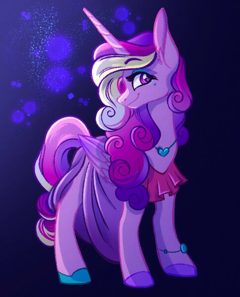Size: 1576x1949 | Tagged: safe, artist:carouselunique, derpibooru import, princess cadance, alicorn, pony, clothes, cute, cutedance, dress, eyebrows, eyebrows visible through hair, heart, image, jpeg, looking at you, smiling, solo