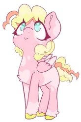 Size: 566x855 | Tagged: safe, artist:zer0wlet, derpibooru import, oc, oc:yoghurt, unofficial characters only, pegasus, pony, ahoge, blank flank, colored, curly mane, curly tail, cute, ears up, eyelashes, female, filly, foal, heart, heart eyes, image, looking up, pink coat, png, signature, simple background, solo, spots, standing, tail, transparent background, unshorn fetlocks, wingding eyes