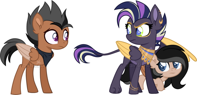 Size: 3953x1905 | Tagged: safe, artist:traveleraoi, derpibooru import, oc, oc:finch, oc:quetzalli, oc:wren, unofficial characters only, hybrid, pegasus, adopted offspring, amputee, bandana, base used, bracelet, brother and sister, colored pupils, colored wings, confused, ear piercing, earring, eyebrows, female, hiding, image, interspecies offspring, jewelry, leonine tail, looking at each other, looking at someone, looking back, male, offspring, offspring's offspring, parent:apple bloom, parent:oc:nova star sparkle, parent:oc:xipilli, paws, pegasus oc, peytral, piercing, png, protecting, scar, siblings, simple background, tail, transparent background, twins, watermark, wings, worried