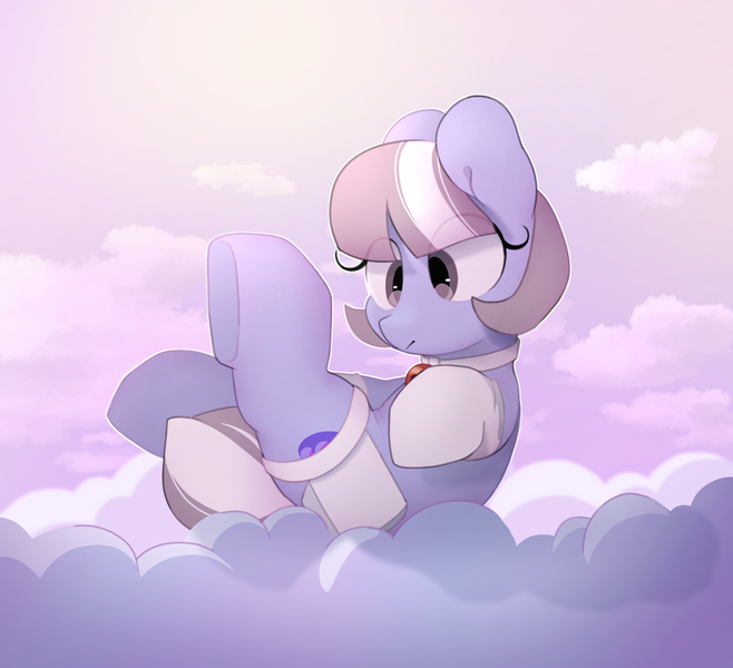 Size: 3035x2766 | Tagged: safe, artist:mochi_nation, derpibooru import, oc, oc:cascade throw, unofficial characters only, earth pony, pony, bag, bell, bell collar, clothes, cloud, collar, cute, earth pony oc, female, gloves, image, lying down, lying on a cloud, mare, on a cloud, on back, png, sitting, sitting on cloud, solo, underhoof