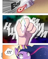 Size: 3000x3700 | Tagged: safe, artist:begoliah, derpibooru import, twilight sparkle, twilight sparkle (alicorn), oc, oc:scarlet judge cozy glow, alicorn, anthro, unguligrade anthro, comic:crusaders, comic, female, image, jpeg