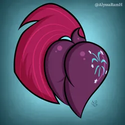Size: 1250x1250 | Tagged: suggestive, artist:alyssarh, derpibooru import, tempest shadow, pony, unicorn, butt, butt only, dock, female, heart butt, image, png, solo, solo female, tail, tempass