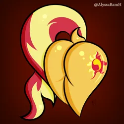 Size: 1250x1250 | Tagged: suggestive, artist:alyssarh, derpibooru import, sunset shimmer, pony, unicorn, bunset shimmer, butt, butt only, dock, female, heart butt, image, png, solo, solo female, tail