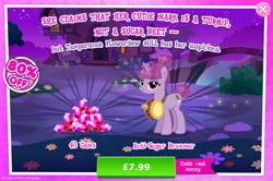 Size: 1960x1299 | Tagged: safe, derpibooru import, official, pony, unicorn, advertisement, costs real money, drum beet, drums, english, female, gameloft, gem, horn, image, jpeg, mare, mobile game, musical instrument, my little pony: magic princess, numbers, sale, solo, text