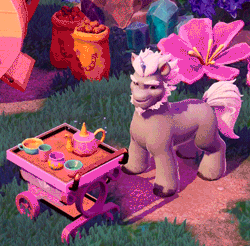 Size: 360x354 | Tagged: safe, derpibooru import, official, pony, unicorn, g5, alphabetes, alphabittle blossomforth, animated, bridlewood, concentrating, cropped, crystal, cup, cute, flower, focused, food, full body, game, game screencap, gameloft, gif, image, levitation, magic, magic aura, male, mug, my little pony: mane merge, nodding, potato, smiling, solo, sparkles, stallion, tail, tail wag, tail wiggle, teacup, teapot, telekinesis