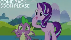 Size: 2000x1125 | Tagged: safe, derpibooru import, edit, edited screencap, editor:quoterific, screencap, spike, starlight glimmer, dragon, a matter of principals, image, png, winged spike, wings