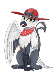 Size: 2480x3507 | Tagged: safe, artist:truffle shine, derpibooru import, oc, oc:princess lycklig, gryphon, equestria at war mod, clothes, cute, griffon oc, hat, image, open mouth, open smile, png, simple background, smiling, solo, transparent background