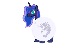 Size: 3840x2160 | Tagged: safe, artist:wissle, derpibooru import, princess luna, alicorn, pony, animated, atg 2023, clothes, costume, dancing, female, gif, happy, image, mare, mare in the moon, moon, newbie artist training grounds, nightmare night costume, open mouth, silly, silly pony, simple background, smiling, solo, sound at source, white background, youtube link