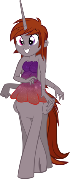 Size: 2000x5091 | Tagged: safe, artist:razoruniboop, derpibooru import, oc, oc:funny jo, unofficial characters only, alicorn, centaur, taur, equestria girls, alitaur, centaur oc, clothes, dress, female, four arms, heterochromia, horn, image, long horn, multiple arms, png, scar, self harm, self harm scars, simple background, smiling, solo, strapless, transparent background