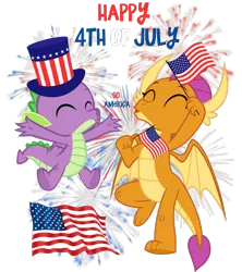 Size: 1163x1309 | Tagged: safe, artist:ponygamer2020, derpibooru import, smolder, spike, dragon, 4th of july, american flag, american independence day, cheering, cute, dragoness, duo, eyes closed, female, fireworks, flag, hat, holiday, image, independence day, male, png, simple background, smolderbetes, spikabetes, top hat, transparent background, uncle sam, united states, vector, winged spike, wings, woohoo