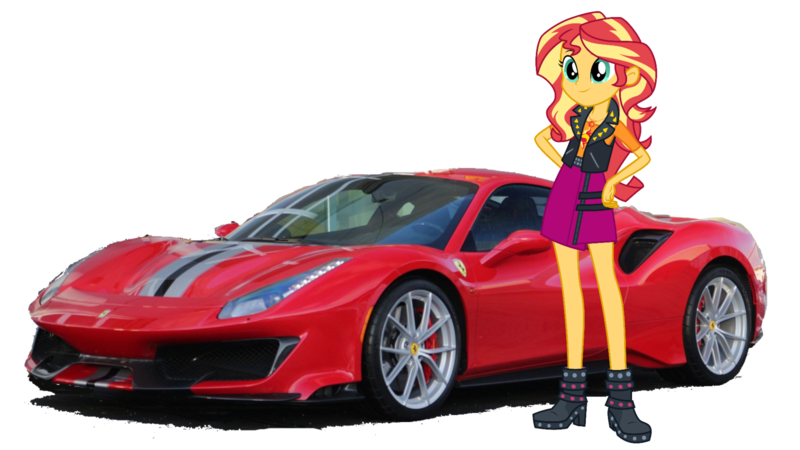 Size: 1520x855 | Tagged: safe, artist:twilirity, derpibooru import, sunset shimmer, equestria girls, equestria girls series, boots, car, clothes, equestria girls 10th anniversary, female, ferrari, geode of empathy, image, magical geodes, png, pose, red, shoes, simple background, solo, sports car, transparent background