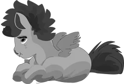 Size: 8273x5598 | Tagged: safe, derpibooru import, scootaloo, frog, pegasus, black and white, grayscale, image, inkscape, monochrome, png, sitting, solo, unfinished art, vector