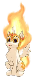 Size: 810x1837 | Tagged: safe, artist:gosha305, derpibooru import, daybreaker, alicorn, pony, :p, antagonist, chest fluff, cute, ear fluff, fire, foal, full body, gem, helmet, hooves, horn, image, mane of fire, png, simple background, sitting, small, spread wings, tongue out, transparent background, wings