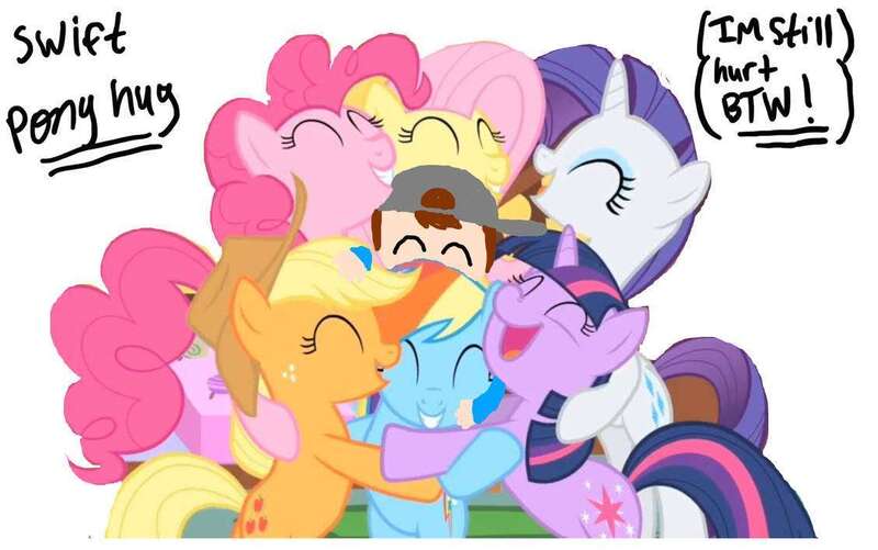 Size: 1129x707 | Tagged: safe, artist:chloemay16, derpibooru import, applejack, fluttershy, pinkie pie, rainbow dash, rarity, twilight sparkle, pony, happy, hug, image, jpeg, mane six