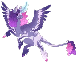 Size: 4320x3499 | Tagged: safe, artist:sleepy-nova, derpibooru import, oc, oc:razzleberry pie, unofficial characters only, alicorn, pony, cloven hooves, colored wings, curved horn, female, horn, image, magic, mare, multicolored wings, png, simple background, solo, transparent background, wings