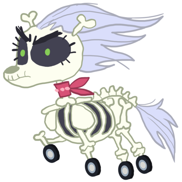 Size: 647x646 | Tagged: safe, artist:wissle, derpibooru import, skellinore, pony, skeleton pony, the break up breakdown, atg 2023, bad pun, bone, dungeons and dragons, female, image, mare, neckerchief, newbie artist training grounds, ogres and oubliettes, pen and paper rpg, png, pun, rpg, simple background, skeleton, solo, transparent background, visual pun, wheel