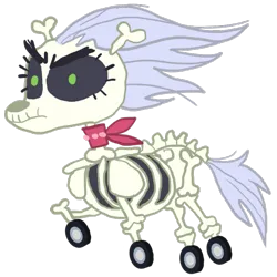 Size: 647x646 | Tagged: safe, artist:wissle, derpibooru import, skellinore, pony, skeleton pony, the break up breakdown, atg 2023, bad pun, bone, dungeons and dragons, female, image, mare, neckerchief, newbie artist training grounds, ogres and oubliettes, pen and paper rpg, png, pun, rpg, simple background, skeleton, solo, transparent background, visual pun, wheel
