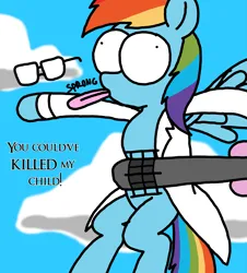 Size: 3023x3351 | Tagged: safe, artist:professorventurer, derpibooru import, pipp petals, rainbow dash, fanfic:rainbow factory, series:ask pippamena, g5, baseball bat, bug-eyed, derp, fanfic art, image, pippamena, png, rainbow factory dash, tongue out