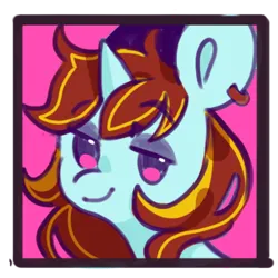 Size: 2048x2048 | Tagged: safe, artist:yun_nhee, derpibooru import, oc, oc:exodust, pony, unicorn, bust, chibi, commission, ear piercing, earring, eyeshadow, girly, icon, image, jewelry, makeup, male, piercing, png, portrait, red mane, stallion, striped mane