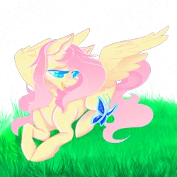 Size: 2000x2000 | Tagged: safe, artist:dankpegasista, derpibooru import, fluttershy, butterfly, insect, pegasus, pony, blue eyes, colored lineart, colored pupils, cute, derpibooru exclusive, digital art, eyebrows, eyelashes, female, grass, heart, heart eyes, highlights, image, krita, large wings, long eyelashes, long mane, long tail, lying down, mare, open mouth, png, prone, shyabetes, simple background, smiling, soft shading, solo, tail, teeth, transparent background, wingding eyes, wings, wip