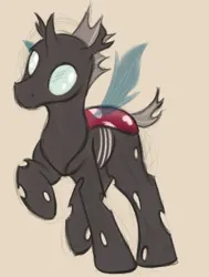 Size: 710x937 | Tagged: safe, artist:ahorseofcourse, derpibooru import, changeling, cute, fungus, image, mushroom, png, solo