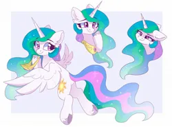 Size: 2048x1516 | Tagged: safe, artist:cinnamontee, derpibooru import, princess celestia, alicorn, pony, cute, cutelestia, eyebrows, eyebrows visible through hair, female, horn, image, jpeg, mare, peytral, smiling, solo, spread wings, underhoof, wings