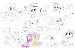 Size: 1978x1280 | Tagged: safe, artist:furseiseki, derpibooru import, fluttershy, gilda, pinkie pie, tree hugger, twilight sparkle, zecora, oc, oc:anon, dog, earth pony, gryphon, pegasus, unicorn, alternate hairstyle, blanket, butthug, coffee, coffee mug, dialogue, disembodied hand, floppy ears, fluttertree, hand, hug, image, lapping, lidded eyes, lineart, looking up, mane swap, mug, pillow, pills, plushie, png, scruff, simple background, sketch, sketch dump, tell me your secrets, white background, wide eyes, wrapped up, yelling