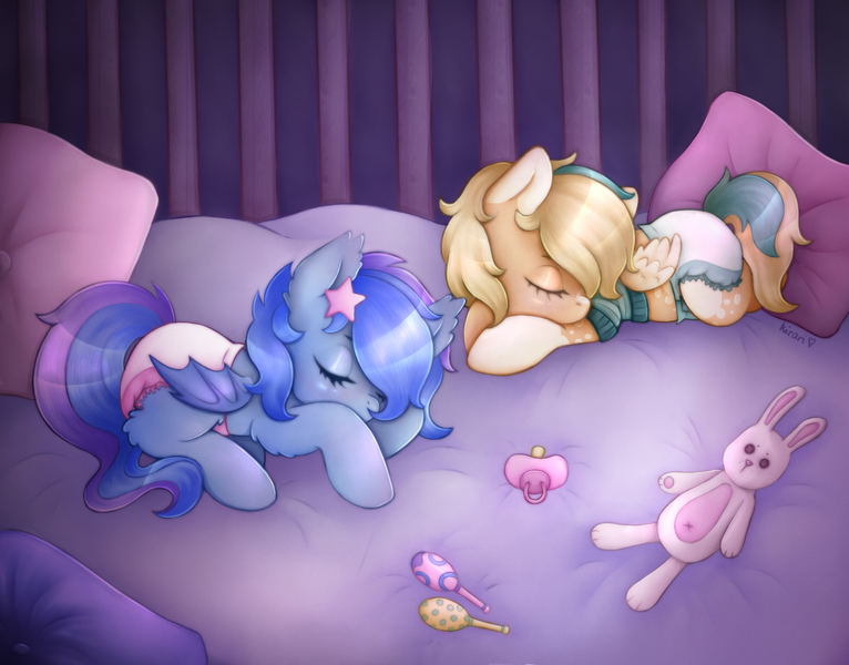 Size: 3255x2550 | Tagged: safe, artist:kirari_chan, derpibooru import, oc, unofficial characters only, bat pony, pegasus, pony, rabbit, advertisement, animal, baby, baby pony, bat pony oc, bat wings, bed, bedroom, bedwetting, canon x oc, commission, commission info, commissions open, cute, diaper, diaper fetish, duo, duo female, female, fetish, filly, foal, folded wings, image, lying, lying down, maracas, musical instrument, pacifier, pegasus oc, pegasus wings, pillow, pissing, plushie, png, sleeping, sleepy, toy, urine, wetting, wings